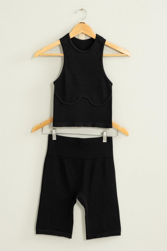 Power Move Cropped Tank Top and Biker Shorts Set