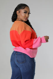 Bold Rainbow Stripe Oversized Chunky Knit Pullover